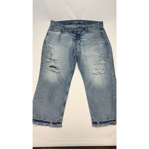 Old Navy Women's Distressed Denim High-Rise Slouchy Straight Jeans Blue Size 18